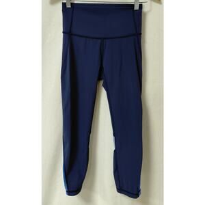 Lululemon logo Blue Leggings Solid Knit Women Size 4